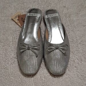 Rag & Co Silver Women's Flats with Bow